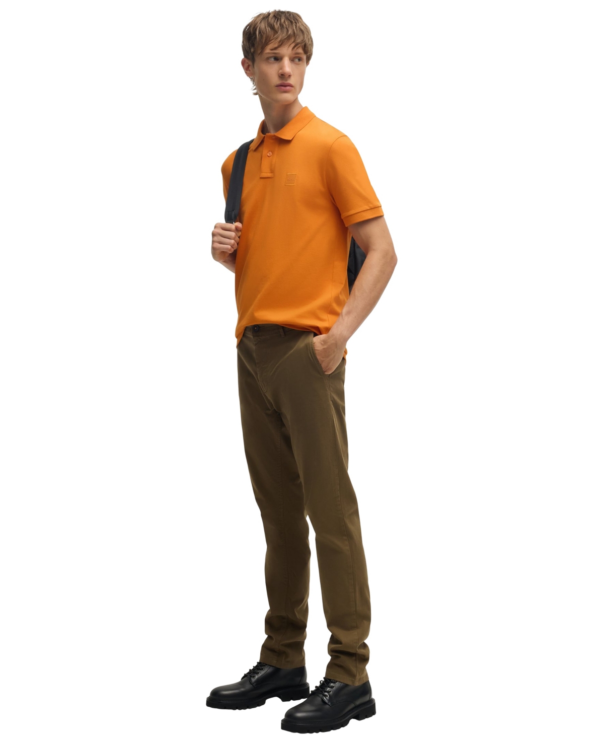 Hugo Boss Boss By  Men's Slim-fit Stretch-cotton Logo Patch Polo Shirt