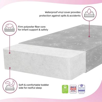 Snooze Crib & Toddler Mattress in Grey, Greenguard Gold & JPMA Certified