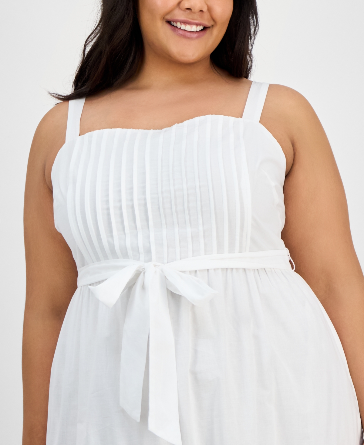 Julia Jordan Plus Size Cotton Sleeveless Eyelet-hem Midi Dress
