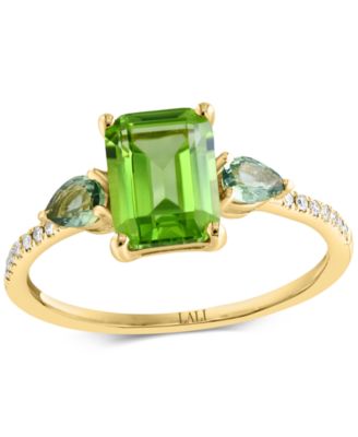 Lali Jewels Multi-Gemstone Diamond 120 ct tw Ring in 14k Yellow Gold - Peridot 1763$