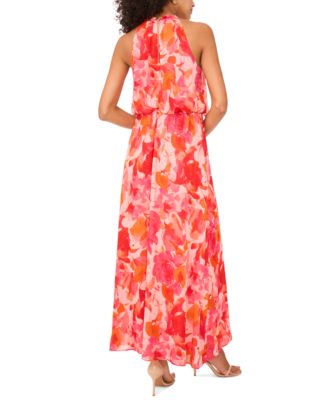 Женское макси-платье из шифонового блузона с принтом MSK