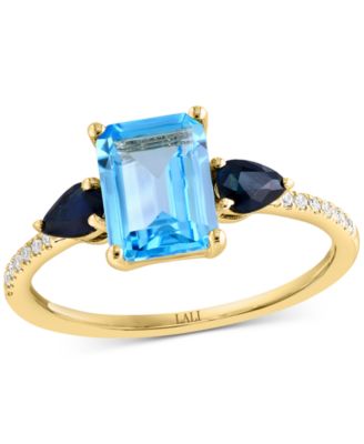 Multi-Gemstone & Diamond (1/20 ct. t.w.) Ring in 14k Yellow Gold