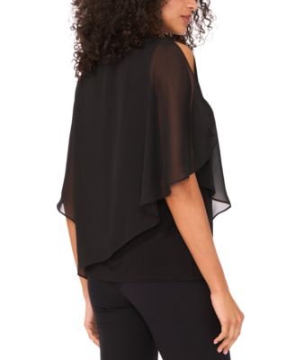 Женский топ с разрезным рукавом и накладкой из бисера MSK