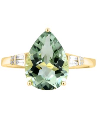 Green Amethyst (3-1/2 ct. t.w.) & Diamond (1/10 ct. t.w.) Ring in 14k Yellow Gold