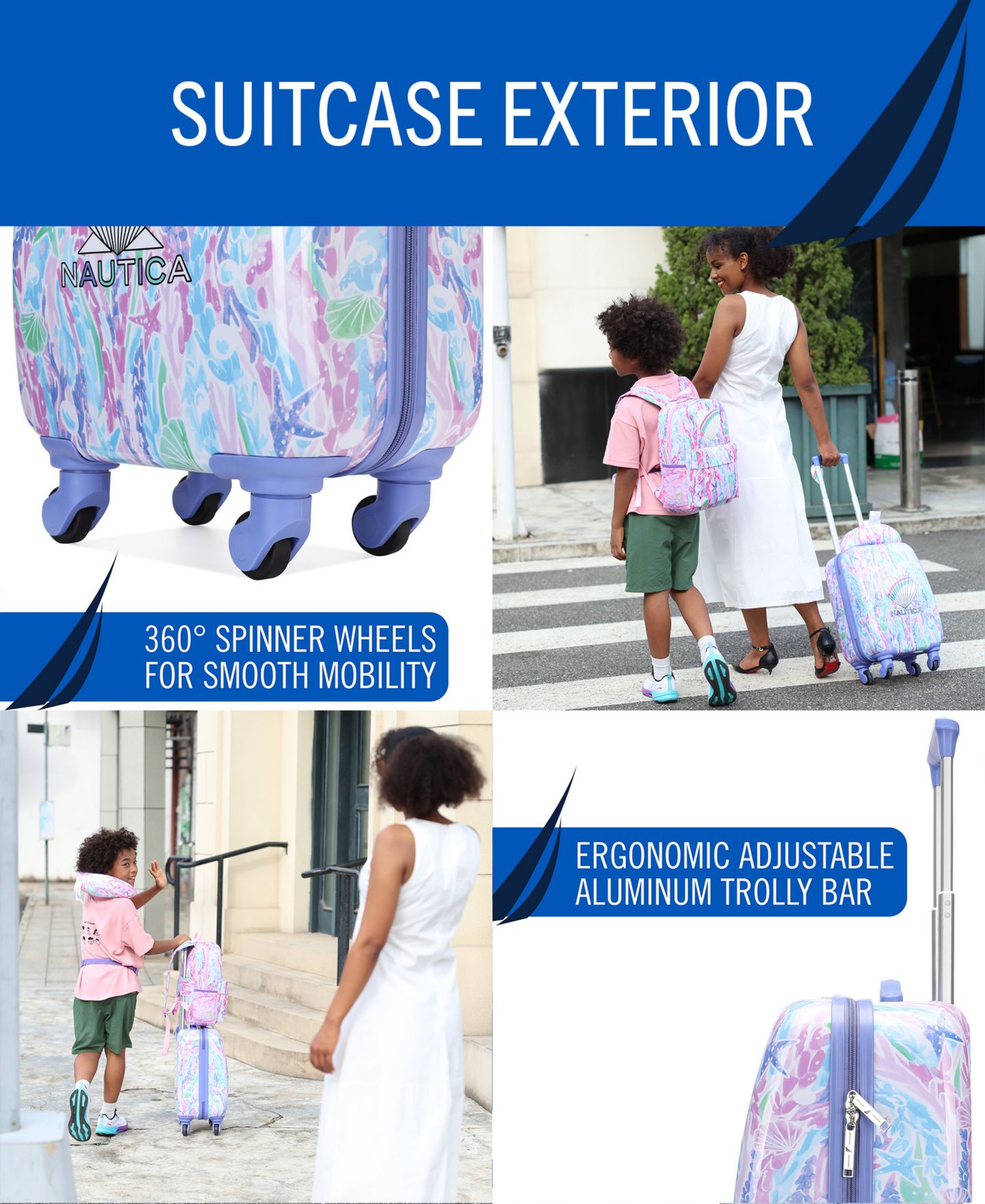 Детские чемоданы Nautica Adventure 5-Piece Airline Approved Carry-On Luggage Set — фото 13
