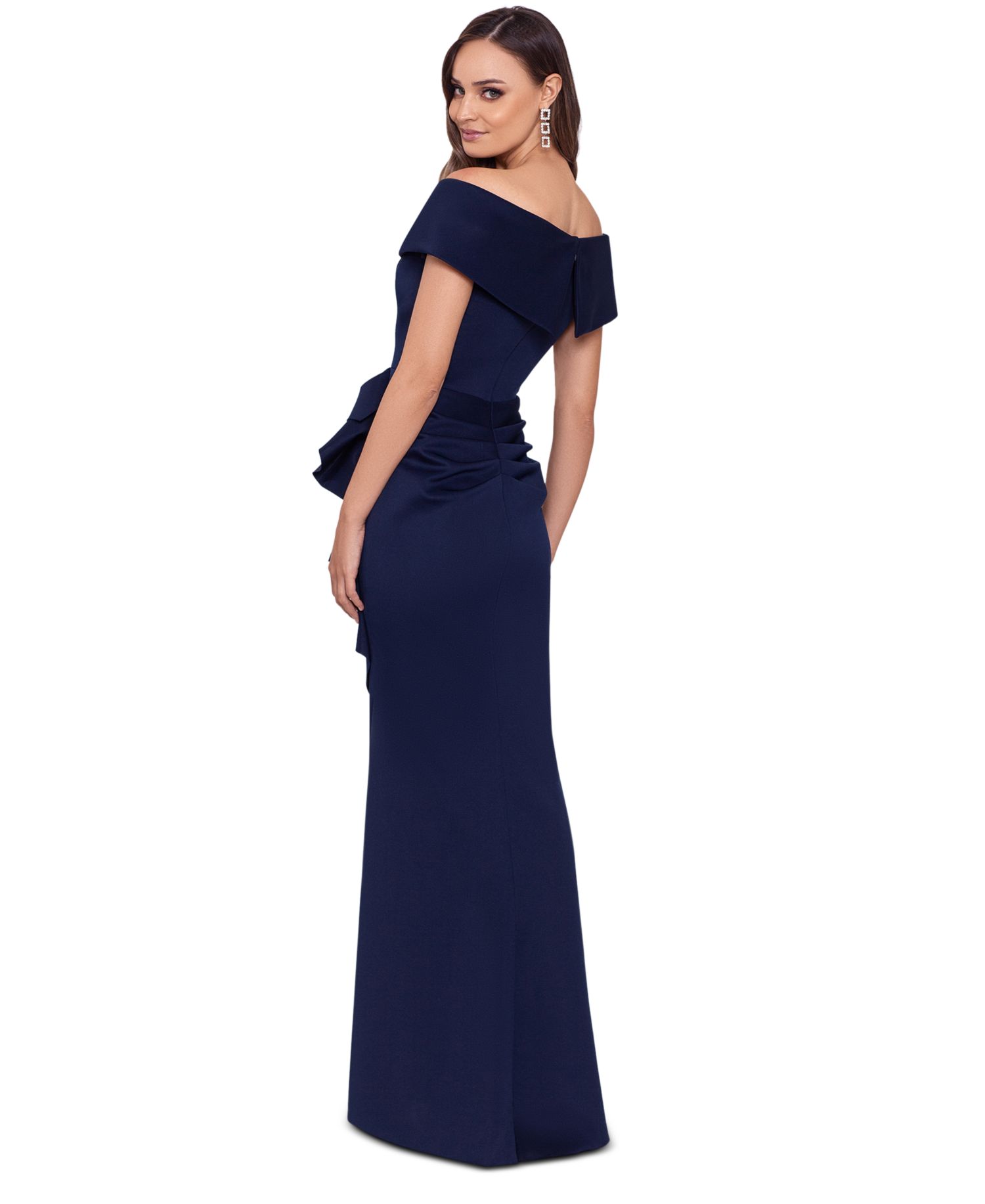 Women's Scuba Off-The-Shoulder Gown