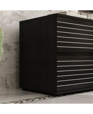 TV stand with 6 drawers, media console with embossed texture, entertainment center in black wood