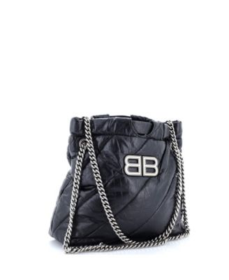 Сумка-тоут Balenciaga XS Crush с цепочкой, бывшая в употреблении, из стеганой мятой телячьей кожи