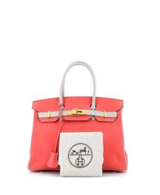 Бывшая в употреблении сумочка Hermes Birkin 30 двухцветного цвета Chevre Mysore с золотой фурнитурой