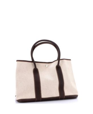 Сумка-тоут Hermes 36 для вечеринок в саду, бывшая в употреблении, из текстиля и кожи