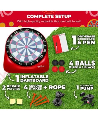 XL Giant Kick Darts (Over 8ft Tall) with 15+ Games Included - Jumbo Soccer Darts w/ Air Pump - Big Inflatable Games