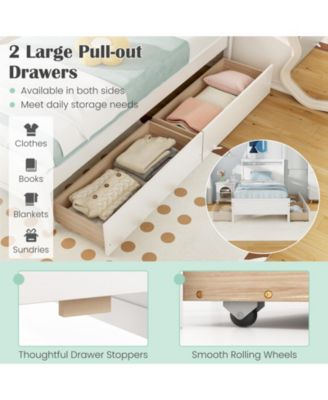 Twin Size Wooden Bed Frame with 2 Drawers for Teens and Adults