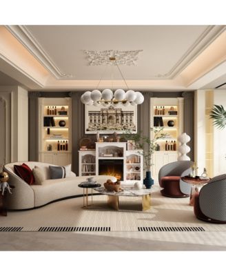 23" electric fireplace, recessed fireplace, 1500 watts, white TV cabinet with seven storage compartments