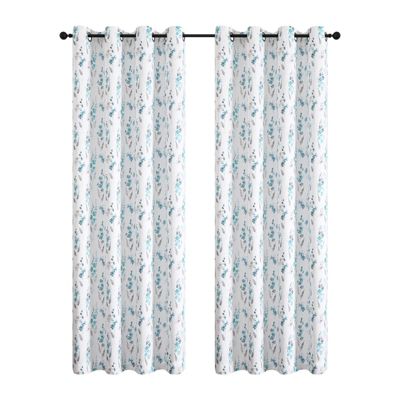 1 Piece Watercolor Floral Light Filtering Grommet Top Window Curtain Panel
