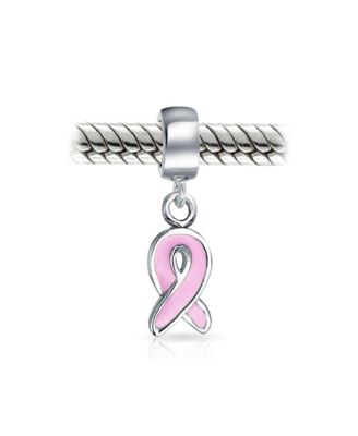 Блестящие ювелирные изделия из сияющей розовой ленты Hope Dangle Charm Bead - Европейские браслеты из стерлингового серебра