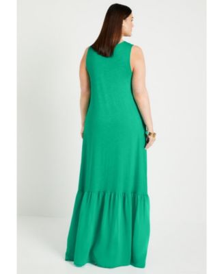 Июнь + Vie Плюс размер Июнь + Vie Макси-платье с оборками на подоле