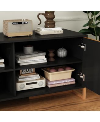 TV Stand with 2 Doors and Metal Handles and Feet, Media Console, Entertainment Center