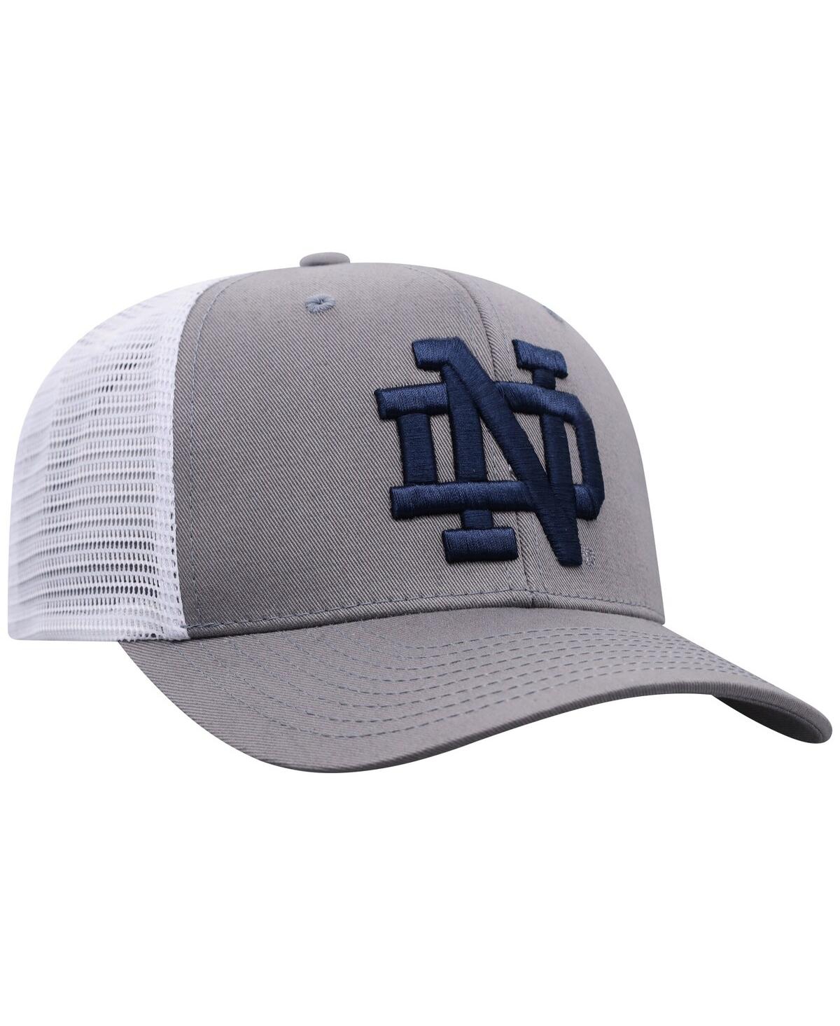 Top Of The World Men's Gray/white Notre Dame Fighting Irish Victory Baseline Trucker Adjustable Hat In Gray,white