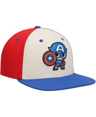 Big Boys and Girls Cream Captain America Chibi Glow-in-the-Dark Snapback Hat