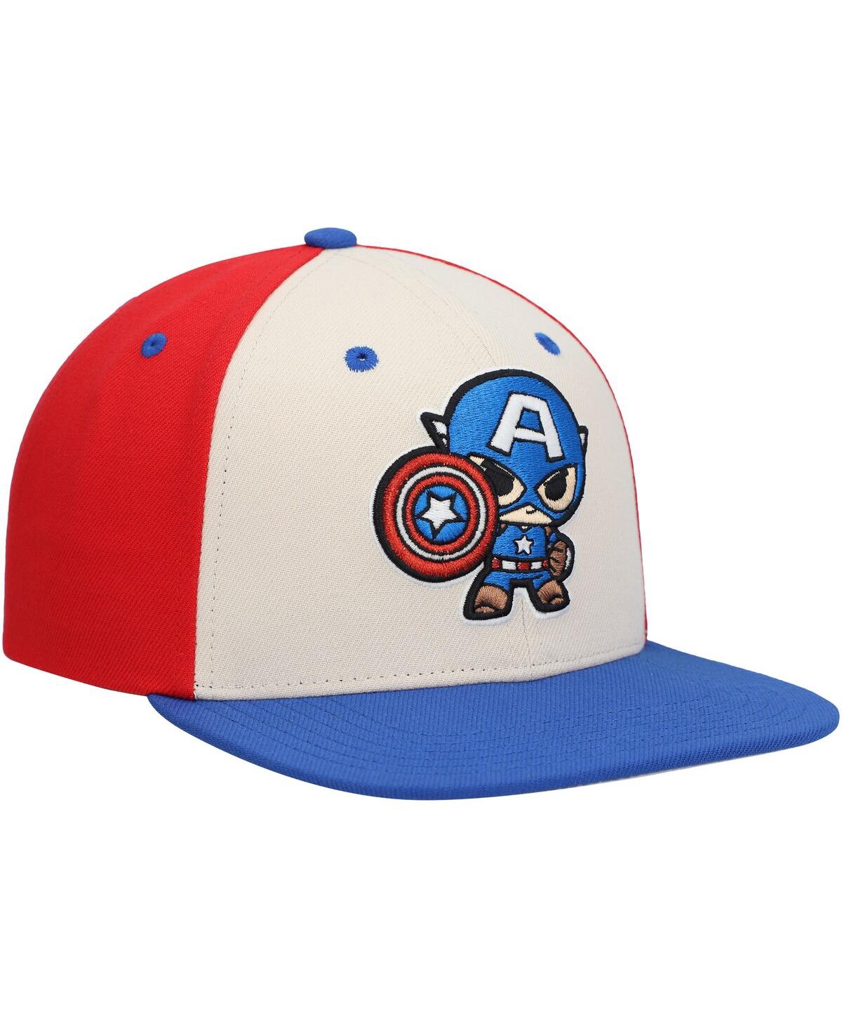 Lids Big Boys And Girls Cream Captain America Chibi Glow-in-the-dark Snapback Hat In Cream