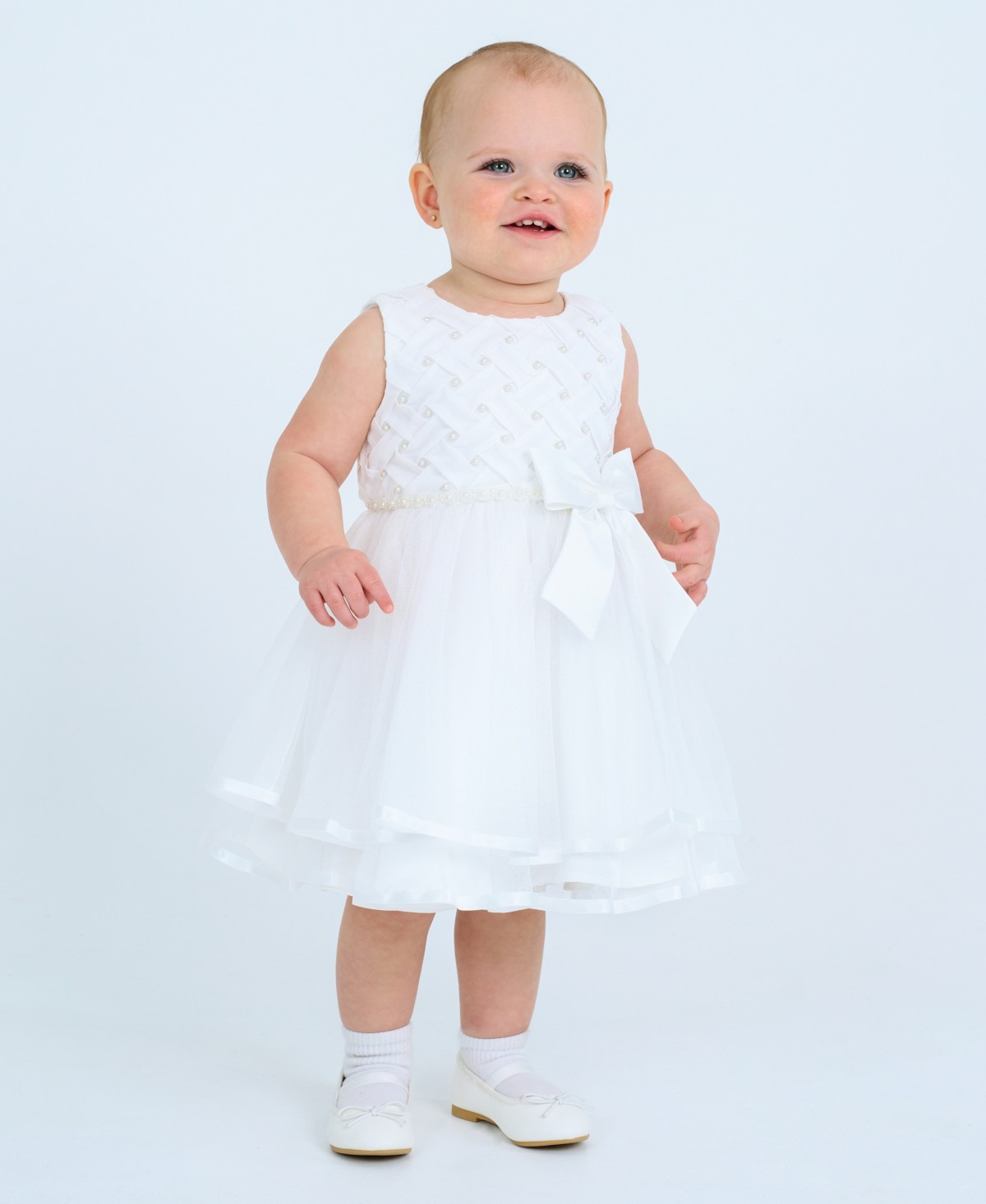 Детские Rare Editions Baby Girls Tiered Pearl Sleeveless Dress — фото 1