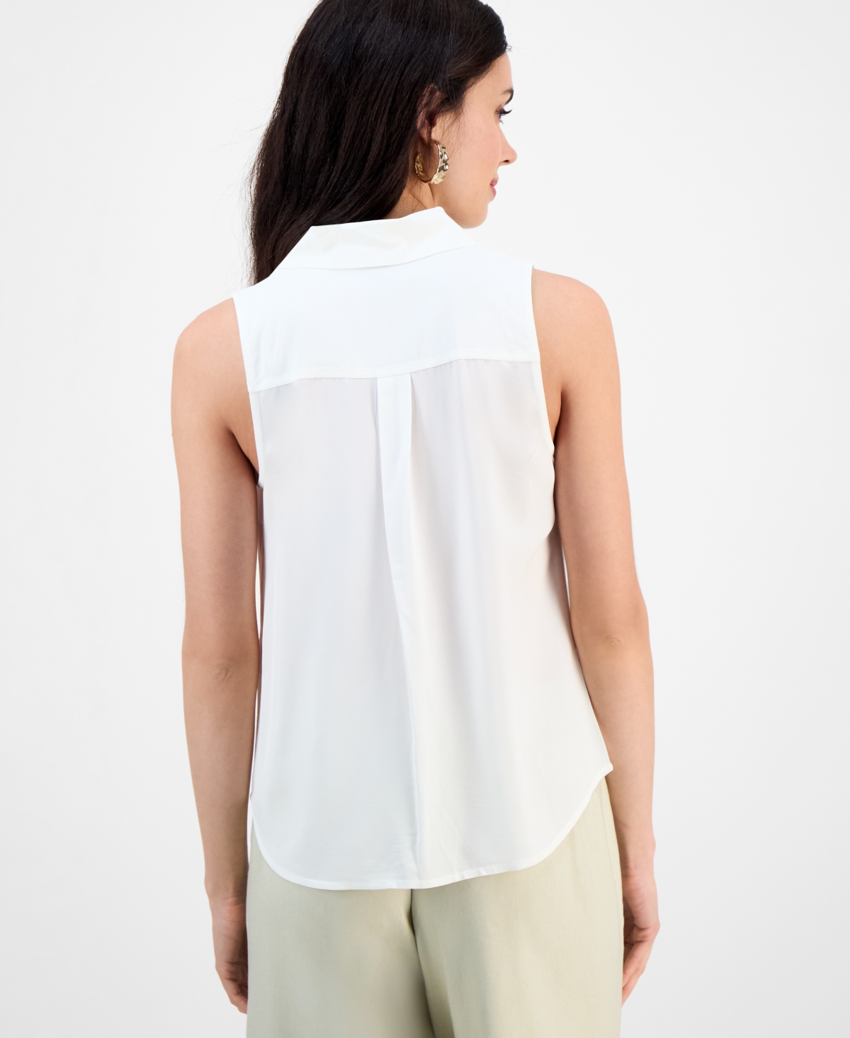 Inc International Concepts Petite Spread-collar Button-front Top, Exclusively At Macy's