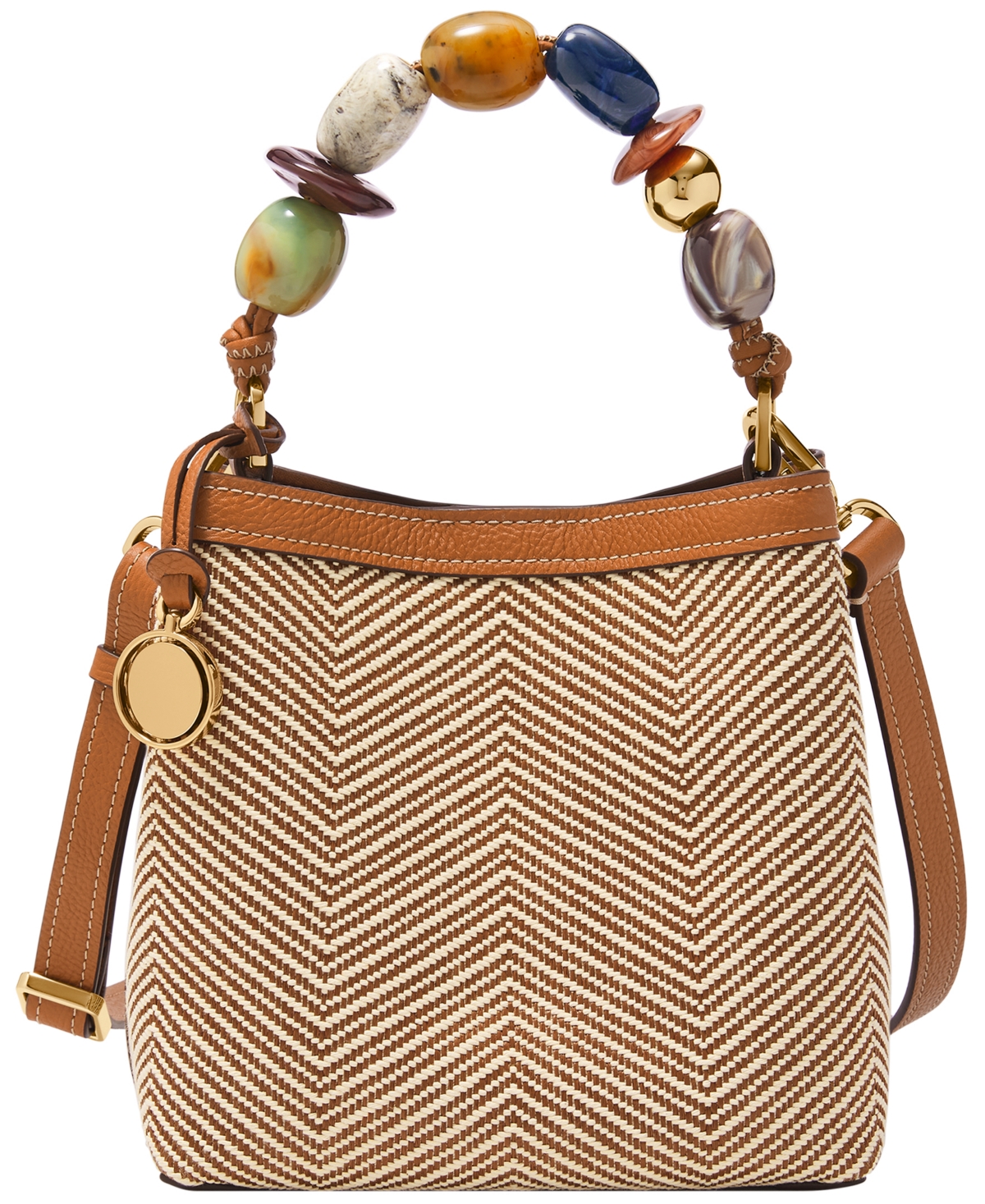 Jessie Small Crossbody Bucket Bag - Chevron Cotton