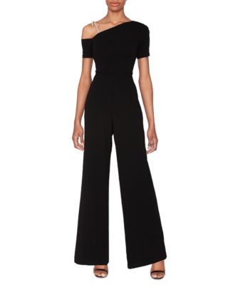 WHITE TIE by Shani Women's Crystal-Bow One-Shoulder Wide-Leg