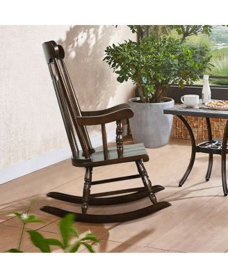 Rocking Chair with Solid Wooden Frame for Garden and Patio