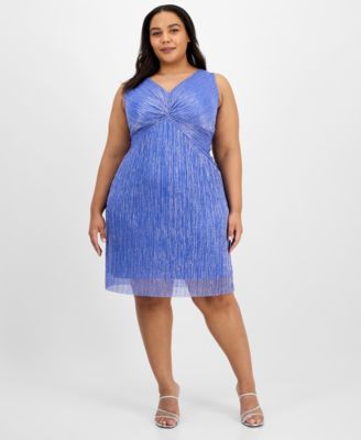 Connected - Plus Size Metallic Pleated Sheath Dress