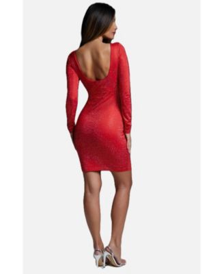 Women's Long Sleeve Crystal Midi Dress