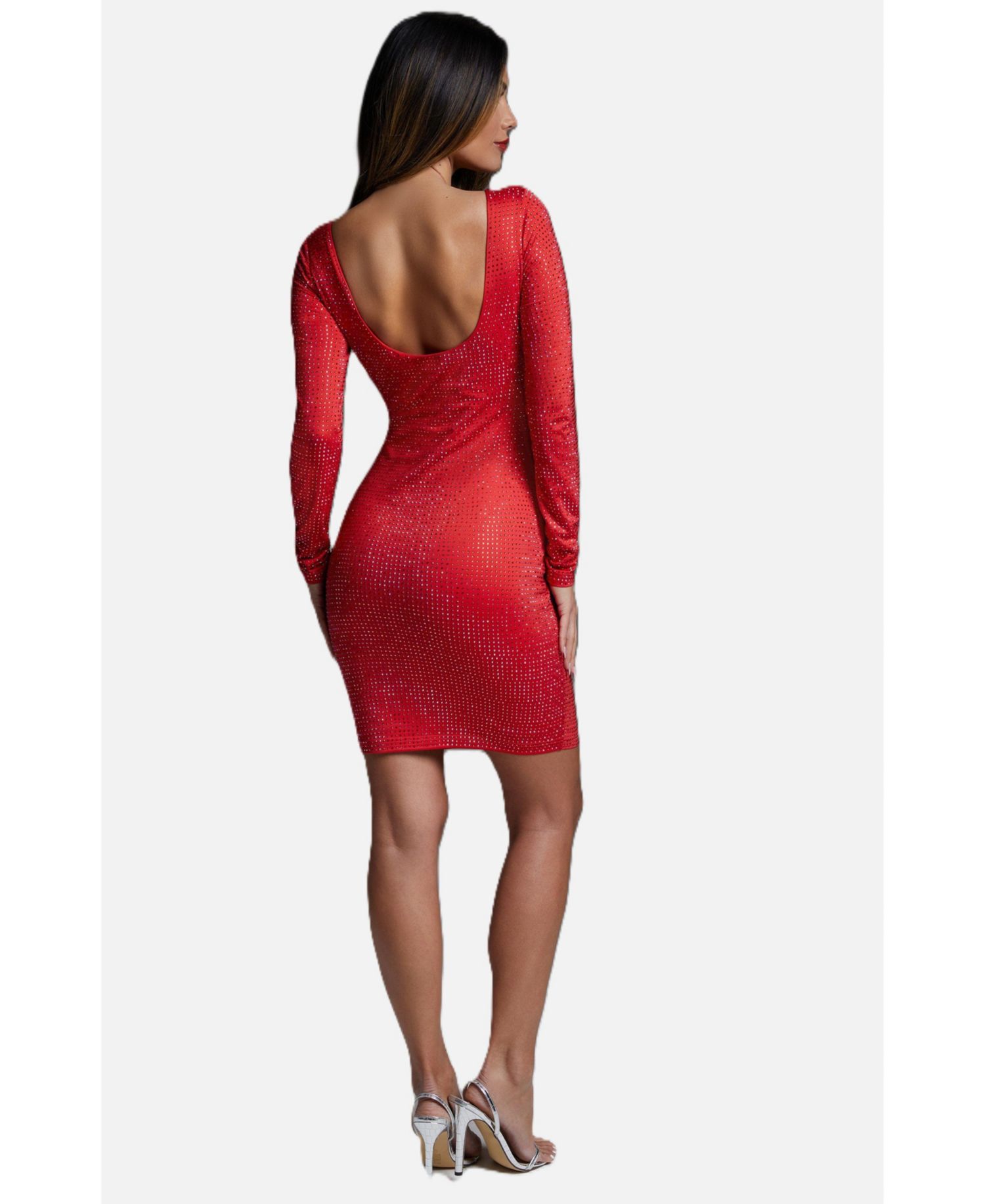 Women's Long Sleeve Crystal Midi Dress