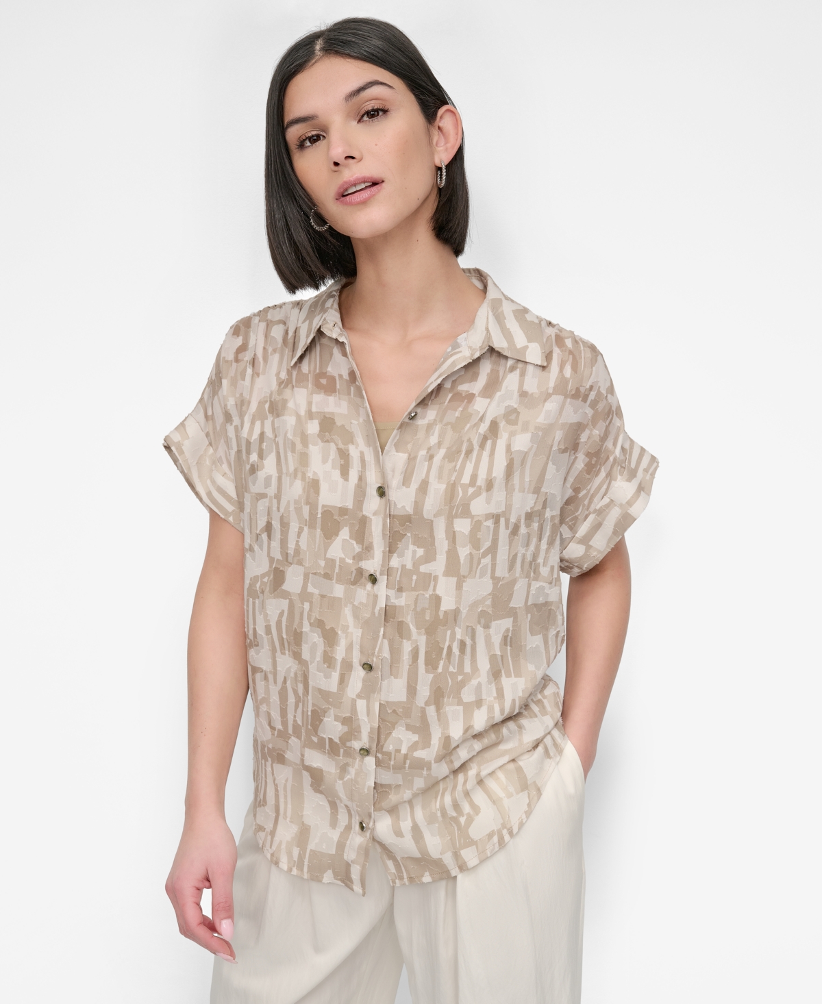 Dkny Allover Print Button-up Shirt