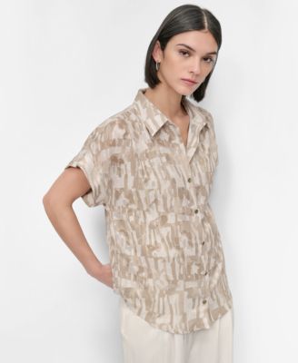 Женская рубашка с принтом City Burnout от DKNY на пуговицах спереди