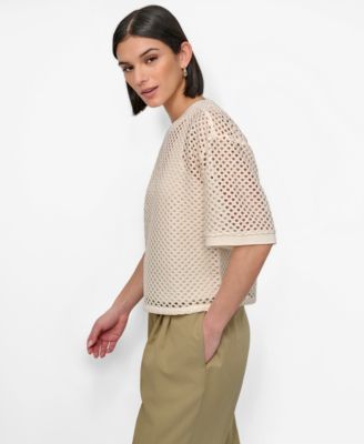 Женский вязаный топ DKNY, связанный крючком