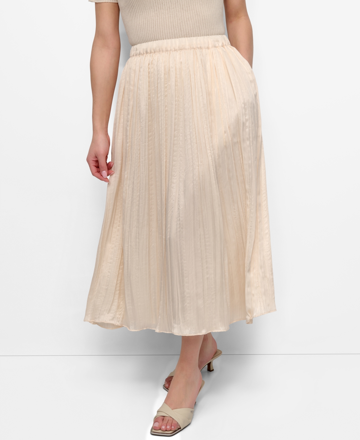 Dkny Women's Crushed Crease Pull-on Midi Skirt