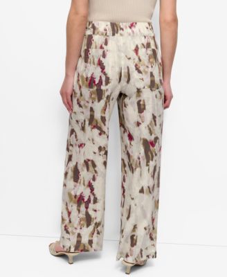 Женские широкие брюки на завязках с принтом DKNY