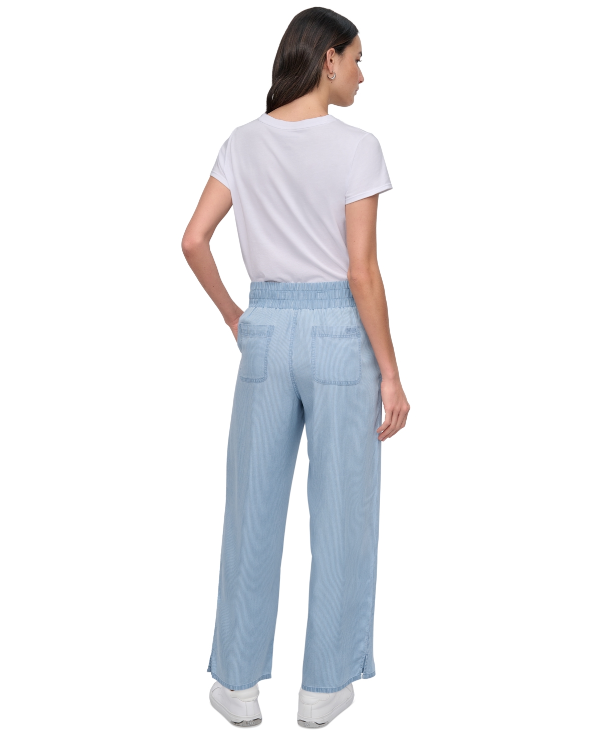 DKNY JEANS PETITE PULL-ON WIDE-LEG PANTS 