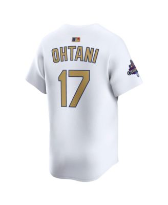 Мужская футболка Nike Shohei Ohtani White из лимитированной коллекции Los Angeles Dodgers 2025 Gold.
