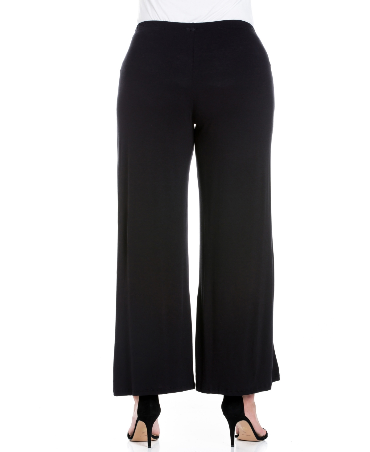 24SEVEN COMFORT APPAREL PLUS SIZE ELASTIC WAIST FLARED LEG PALAZZO PANTS 