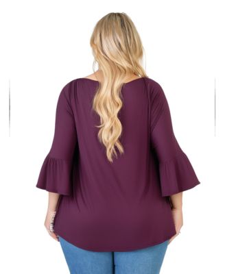 Plus Size Bell Sleeve Loose Fit Tunic Top