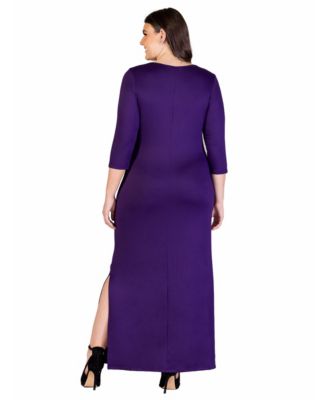 Fitted V-Neck Side Slit Maxi Dress