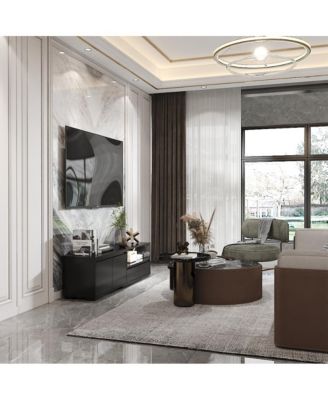 2-Door 2-Drawer MDF Retractable LED Lights & Metal Legs TV Stand