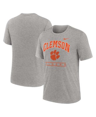 Nike - Men's Heather Gray Clemson Tigers Arch Over Logo Tri-Blend T-Shirt