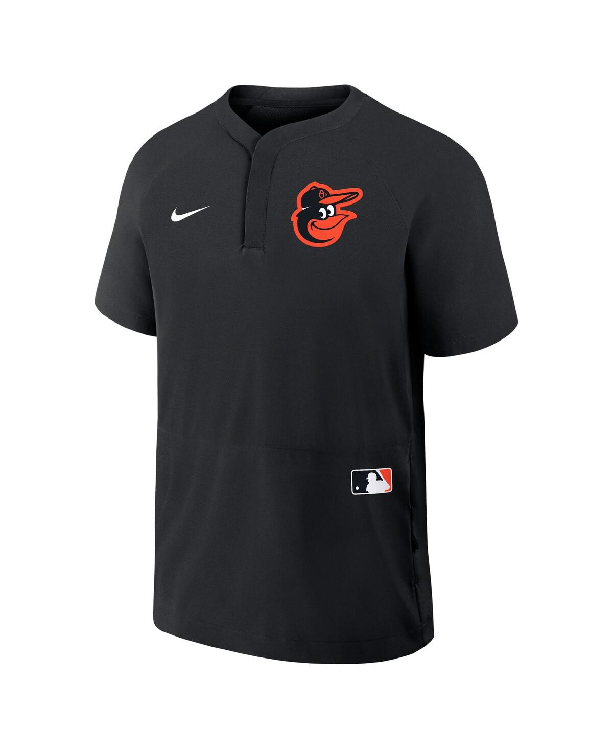 Nike Men's Black Baltimore Orioles Authentic Collection Raglan Short Sleeve Windshirt In Black