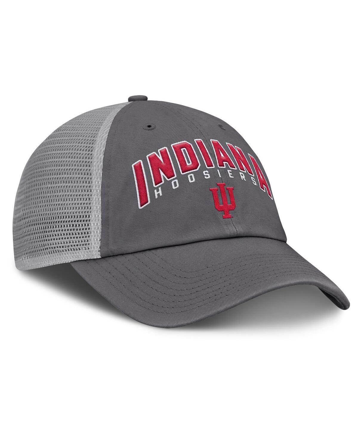 Fanatics Men's Charcoal Indiana Hoosiers Ionic Trucker Adjustable Hat In Charcoal