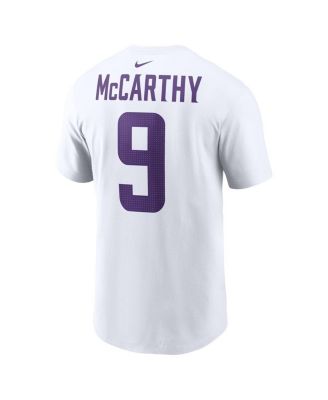 Men's J.J. McCarthy White Minnesota Vikings Player Name Number T-Shirt