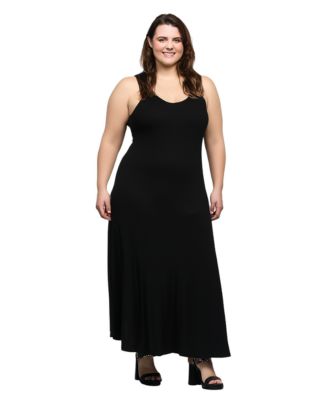 Plus Size Sleeveless Tank Maxi Dress with Pockets