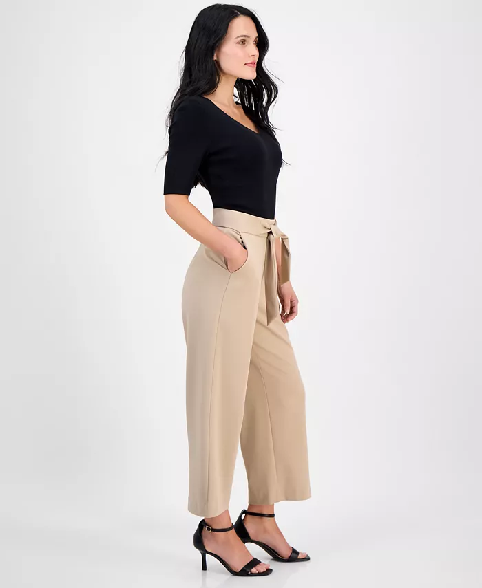 AK Anne Klein Petite Tie-Front Pull-On Wide-Leg Pants - thumbnail 7
