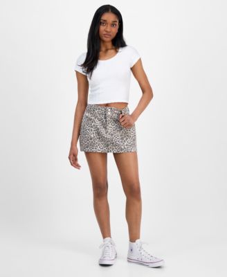 Celebrity Pink - Juniors' Double-Button Mini Denim Skirt